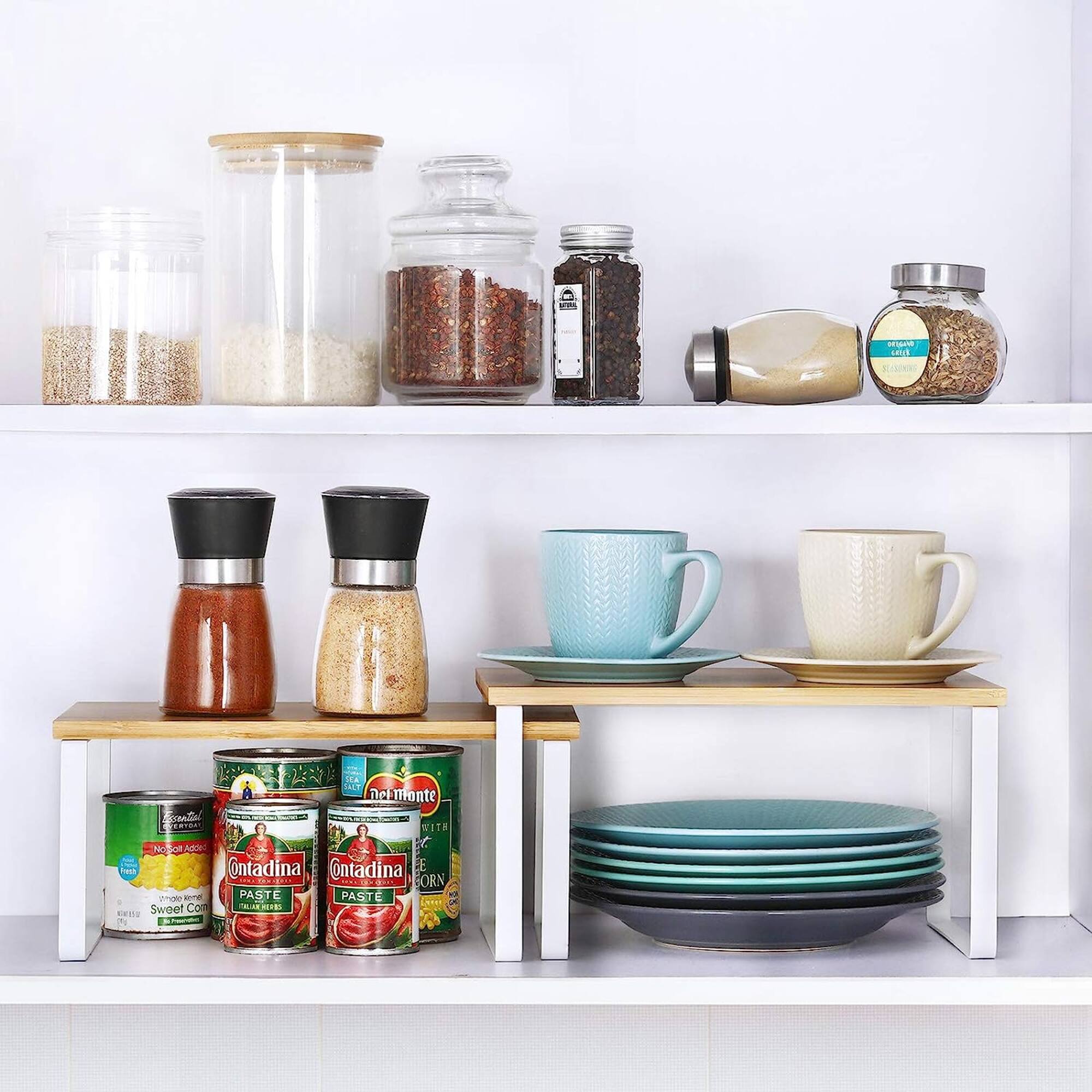 NEX™ & Natural Bamboo Cabinet and Counter Shelf Organizer